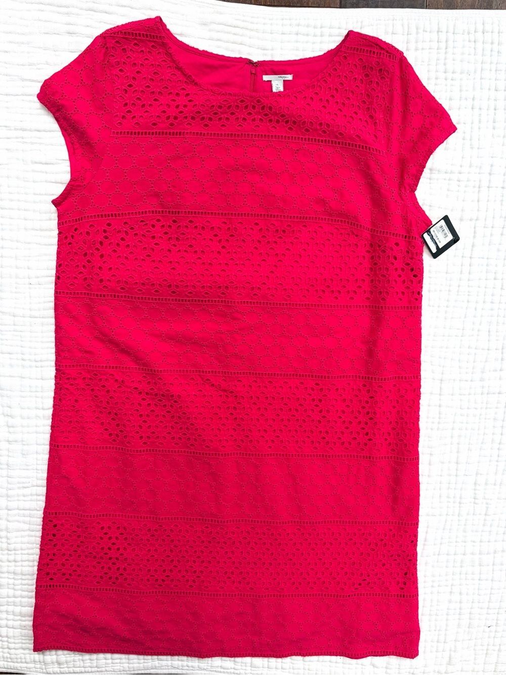 Halogen Eyelet Dress XL NWT Pink Cotton Lace Shift Summer